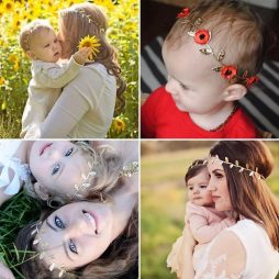Baby and Mother Golden Headband Set