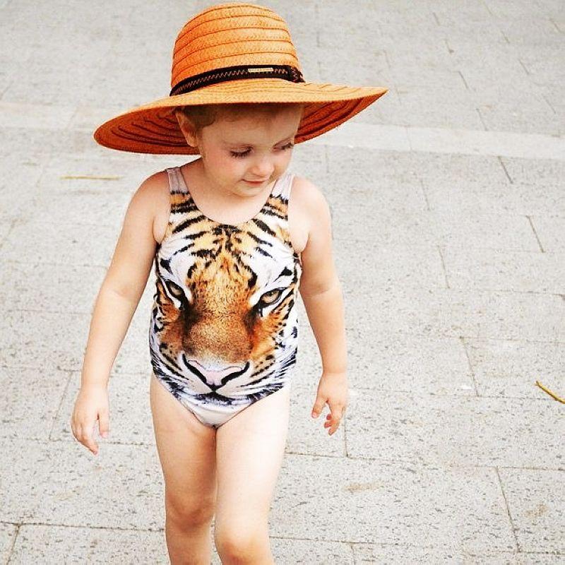 Baby Girl Tiger and Lion Photo Print Wildcats Swimsuit 🦁🐯 - Image 2