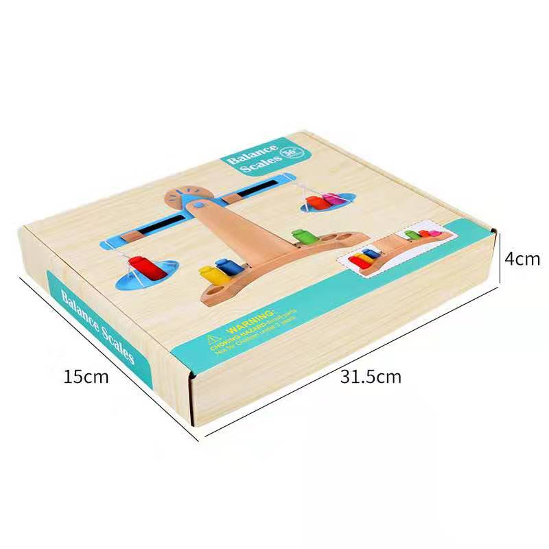 Wooden Montessori Kids Scale with Colored Weights Set - Image 5