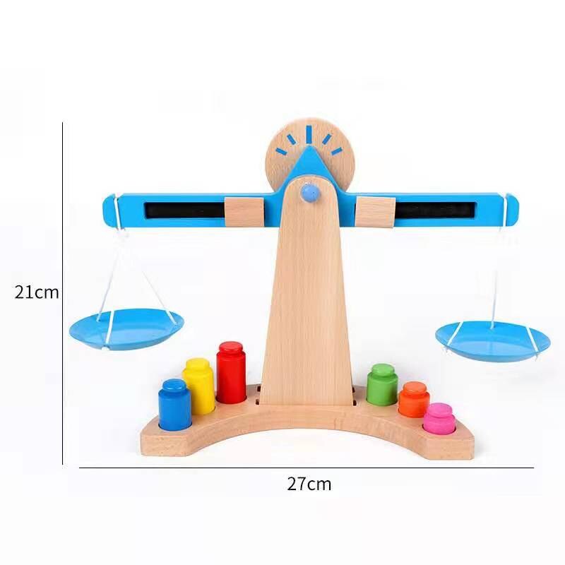 Wooden Montessori Kids Scale with Colored Weights Set - Image 4