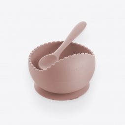 Blush Wavy Baby Feeding Suction Bowl & Spoon Set