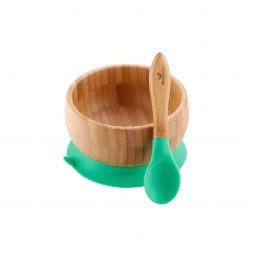 Bamboo Suction Baby Feeding Bowl + Spoon